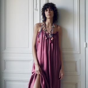 Zara voluminous boho long mauve dress